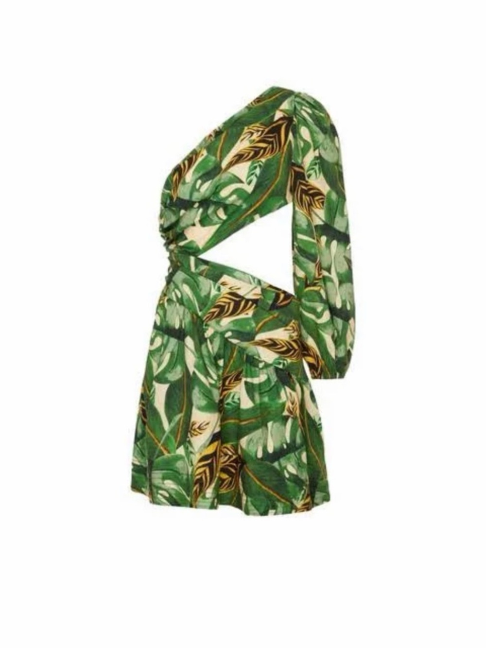FARM Rio Green Leaf Print Mini Dress